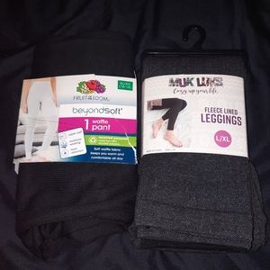 XL FOL waffle pants / L/XL MukLuk leggings NWT
